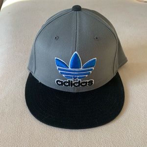 Adidas Original, 6 7/8 - 7 1/4 Fitted, Grey and Blue